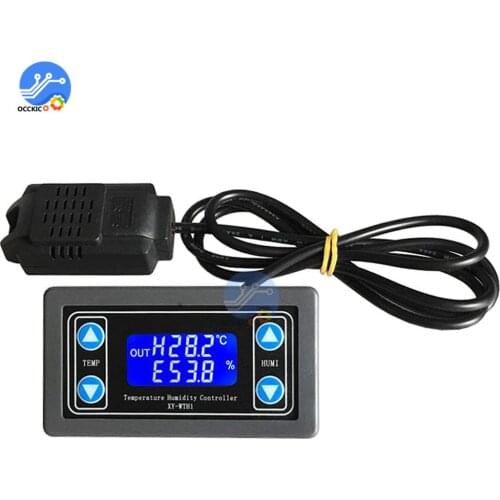 WTH1 10A Thermostat Digital Temperature Humidity Controller DC 6V-30V Thermal Regulator Thermocouple LCD Display SHT20 Sensor