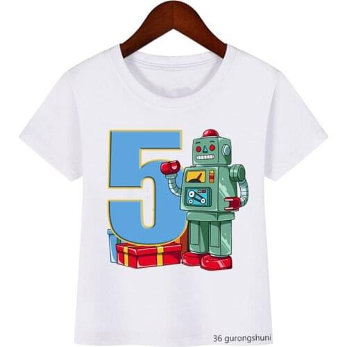 Funny boys t-shirt cute anime robot cartoon print 2-9 years old birthday party clothing kids clothes summer unisex t-shirt tops