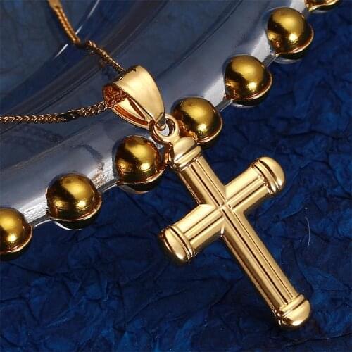 Gold Color Classic Cross Pendant Necklace Trendy Women Classic Cross Jewelry