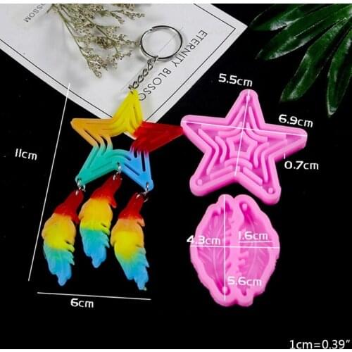 1 Set Dream Catcher Epoxy Resin Mold Feather Earrings Keychain Silicone Mould DIY Crafts Jewelry Car Pendant Decorations
