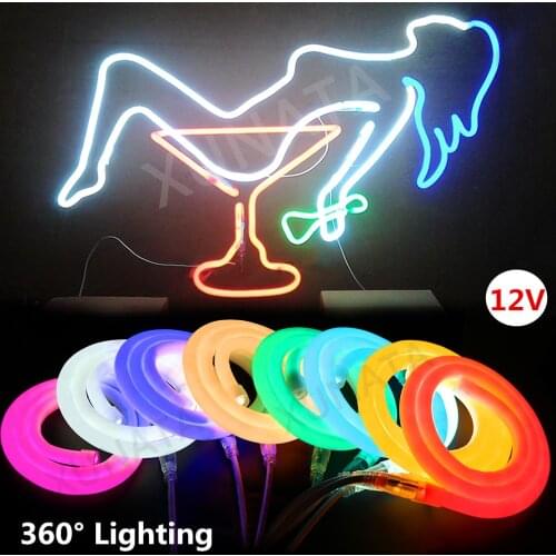 14mm Neon Strip 360 Degree Lighting Round Led Neon Strip 12V Waterproof IP68 Flexible SMD 2835 Led Strip Rope Bar Light