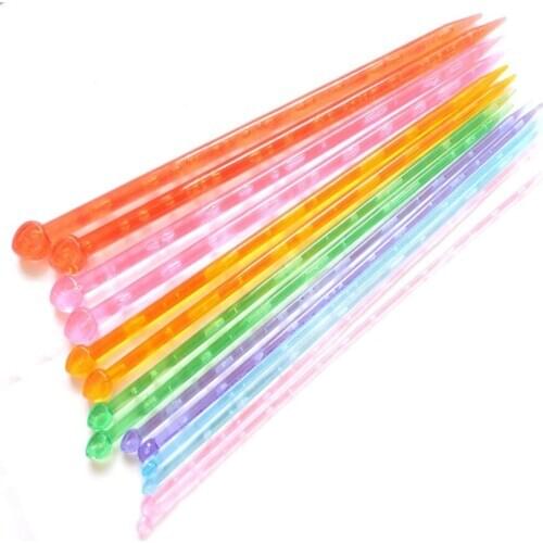 2 pc/size 7 size/set 10 set/lot 35 cm Colorful Acrylic Single Point Straight Knitted Needle DIY Knitting Needlework Tool Set