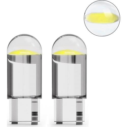 2PCS T10 W5W WY5W COB LED Car Wedge Parking Light Turn Side Bulbs Instrument Lamp Auto License Plate Light White Red Yellow Blue