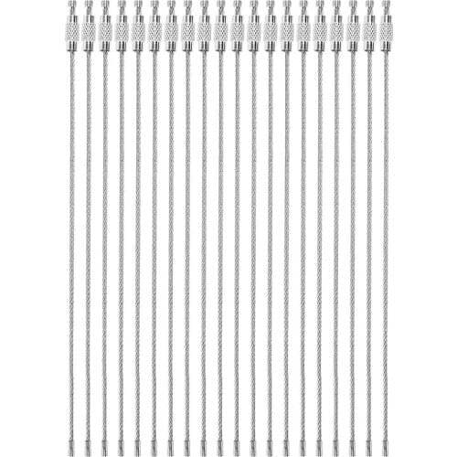 20-Pack-Silver Ultra Tough Stainless Steel String Wire Luggage Tags Loop Key Rings