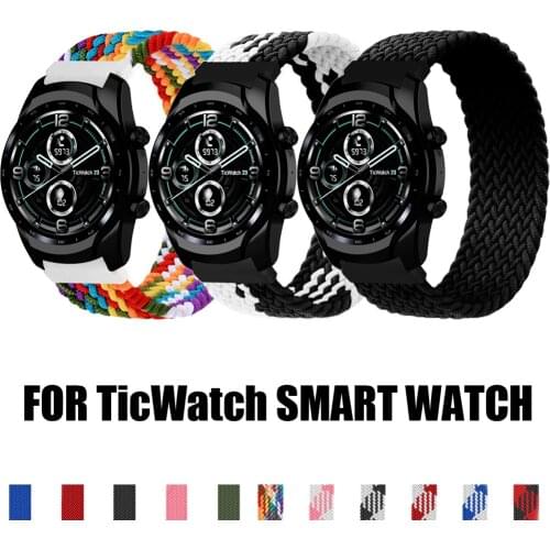 22mm 20mm nylon Braided Band For Ticwatch 3 Pro 2020 GTX E2 S2 Smart Watch 22mm Wristband Solo Loop Strap For Ticwatch 2 E C2