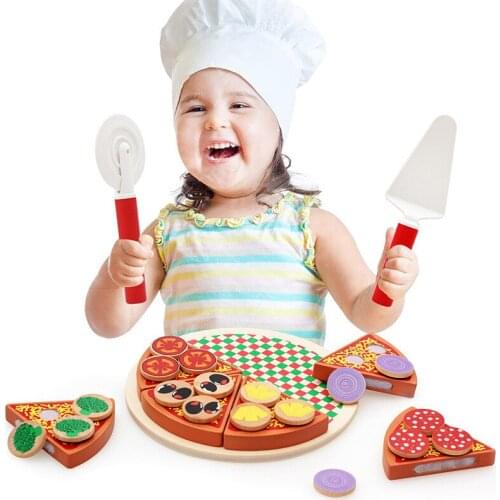 27pcs Pizza Wooden Toys Food Cooking Simulation Tableware Children Kitchen Cutting Pizza Set Pretend Play Toy Role Cooking Plays