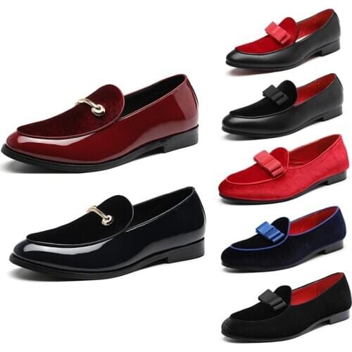 3 Styles Men Formal Wedding Leather Shoes 2020 Fashion Bowknot Suede Loafers Male Flats Gentlemen Casual Slip on Leather Shoes