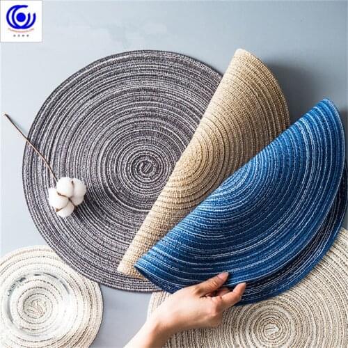 4pcs/set Round Ramie Insulation Pad Solid Placemats Linen Non Slip Table Mats Kitchen Accessories Decoration Home Pad Coaster