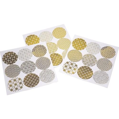 45-90PCS Shiny Gold Clear Pattern Sticker Gift Packaging Label Decoration Stickers Seals