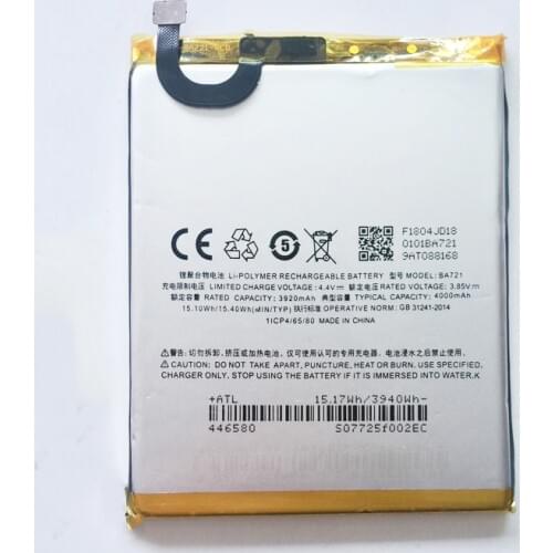 5pcs/lot 4000mah Replacement phone Battery BA721 forMeizu Meilan Note 6 M721Q M6 internal Mobile Phone Battery