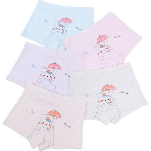 5pcs/Lot Four Seasons Wear High Quality 47.5%Cotton Cute Cat Underwear Cartoon Girls' Panties Set Childrens Flat Underwear