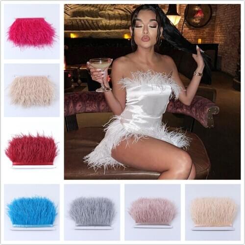52 colors white feather ribbon Dyed Colorful Natural ostrich feathers Trims Fringe Lace 8-10cm/3-4 " Decoration for crafts dress