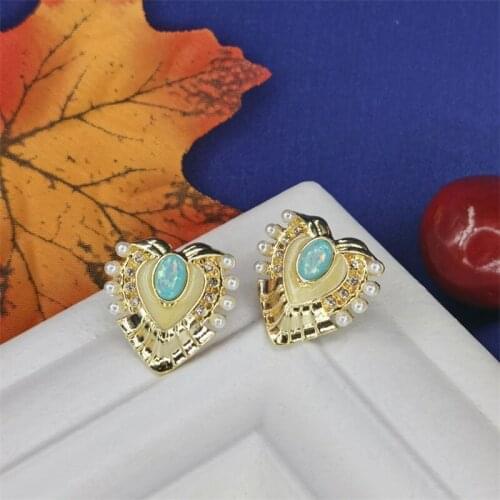 Brilliant ornaments Vinta antique jewelry enamel glaze precious Earrings water drop love Brooch 925 silver pin Earrings