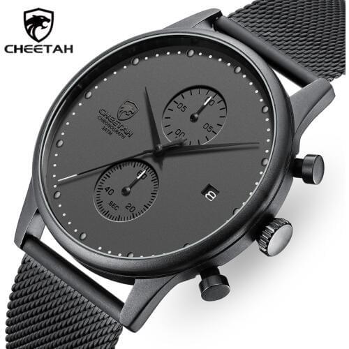 CHEETAH Men Watch Top Luxury Brand Fashion Stainless Steel Analog Quartz Wristwatch Mens Waterproof Watches Relogio Masculino