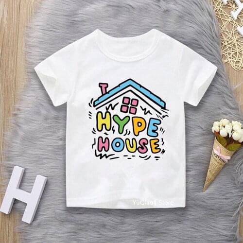 Fashion The Hype House Print Boys Girls Unisex T Shirt Childrens Harajuku Casual Short Sleeve Tops Streetwear Kids Tshirt