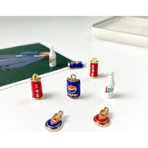 Simulation Coke AD Calcium Milk King Laoji Easy Pull Ring DIY Earrings Key Chain Mobile Phone Pendant