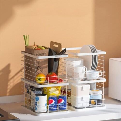 Kitchen Wrought Iron Rack Can be Superimposed Square Household Storage Basket Dormitory Corner Debris Snack Storage Basket
