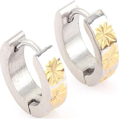 QianBei Fashion Fantastic Top Quality Snowflake Stainless Steel Studs Hoop Mens womens Earrings MM0567
