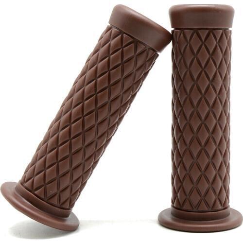 7/8 " Motorcycle Universal Rubber Black/Brown Handlebar Hand Grip Bar End For Cafe Racer Bobber Clubman Custom