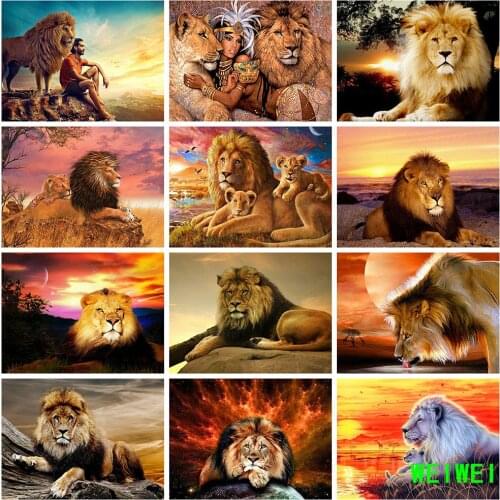 Mosaic Crafts Kit 5D DIY Diamond Embroidery Lions Cross Stitch Animals Diamond Painting Full Square Home Decor weiwei Decor Gift