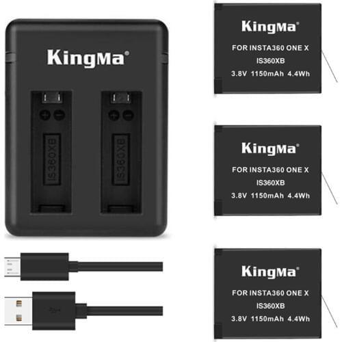 For Insta360 One X Panoramic Camera Dual Port USB intelligent Charger Kit+Chargeable 1150mAh Battery Pack Camera accessory