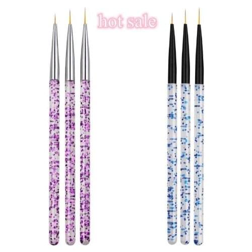 3pcs Professional Liner Brush Set 3D Tips Acrylic Stripe Manicure Ultra-thin Line Drawing Pen UV Gel Brushes Painting Nail Tools