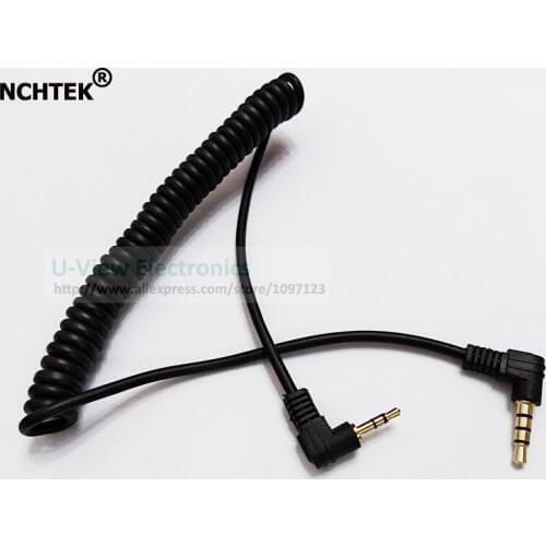 NCHTEK Dual 90 Degree Angled 4 Pole 3.5MM Male to 2.5MM Male Audio Stretch Spring Aux Extension Cable/Free DHL Shipping/100PCS