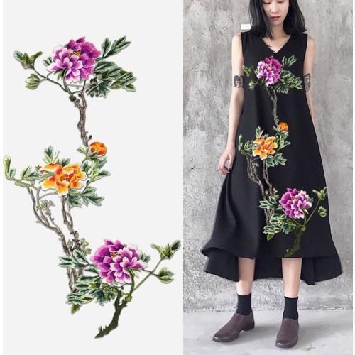 Exta big flower Embroidered patches para vestuario decorative sew on designer patches for jeans parches bordados para ropa