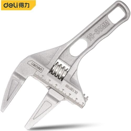 Deli Adjustable Bathroom Wrench Multifunctional Repair Spanner Nut Wrench Short Shank Large Openings Household Repair Tools