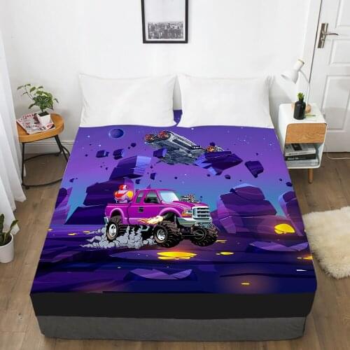 Car Cartoon Kids Elastic fitted sheet bed sheet With An Elastic Band 150x200 Mattress Cover Bed cover for children baby purple