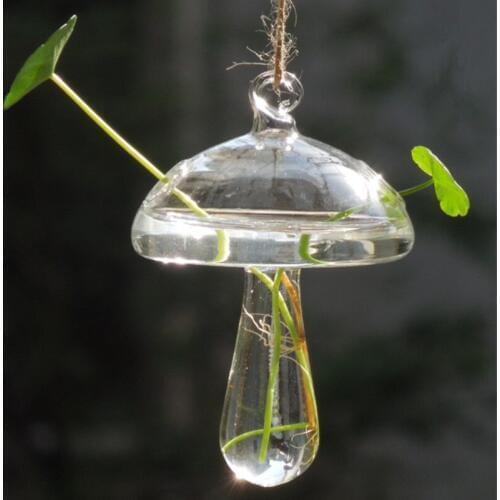 Free Shipping 8pcs/pack Mushroom Shaped Glass Terrarium Vase Home Decoration Transparent Hanging Pendant Friend Gift