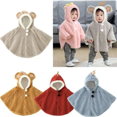 Baby Boys Girls Warm Outerwear Autumn Winter Newborn Baby Girl Cute Cloak Coat Clothing Infant Fleece For 1-3 Years