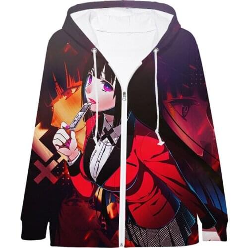 Zipper Hoodies Kakegurui Anime Cosplay Hooded Loose Men Women Oversized 4XL Pullovers Sweatshirt Streetwear Top 2021 New