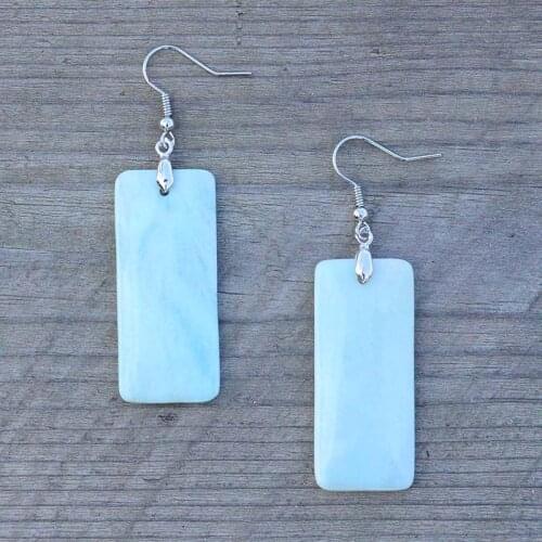 Women Earrings Natural Amazonite Dangle Earrings Designer Luxury Earrings Natural Stones Jewelry Dropshipping