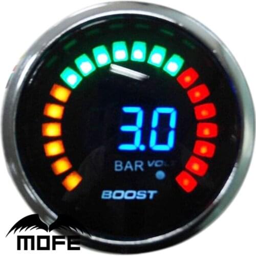 1PCS Original Logo 52mm 2" 20 LCD Digital Bar Turbo Boost Auto Gauge for Car With Stepper Motor