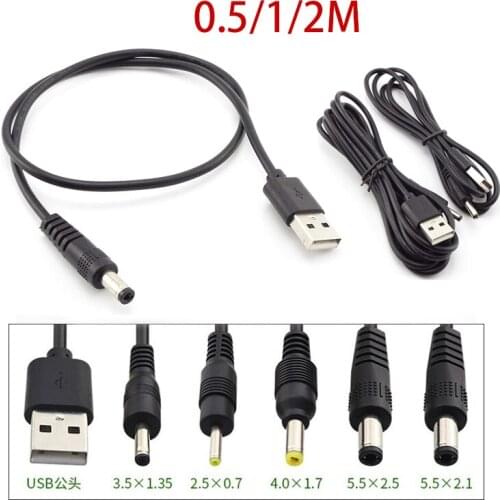 1Pc USB A Male Plug to DC 2.5 3.5 1.35 4.0 1.7 5.5 2.1 5.5 2.5mm Power Supply Jack Type A Extension Cable Connector Cords
