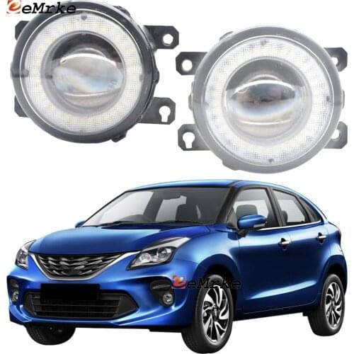 2 Pieces Car LED Lens Fog Lights Assembly Angel Eye DRL Daytime Runinng Light Lamp for Suzuki Baleno 2019 2020 2021
