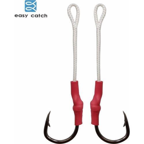 Easy Catch 20pcs 10827 Jig Assist Bait Fishing Hooks With PE Line Size 1/0 2/0 3/0 4/0 5/0 6/0 7/0 8/0 9/0 10/0