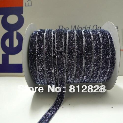 3/8'' 10mm #29 Charcoal Metallic Velvet Ribbon Great For Headbands