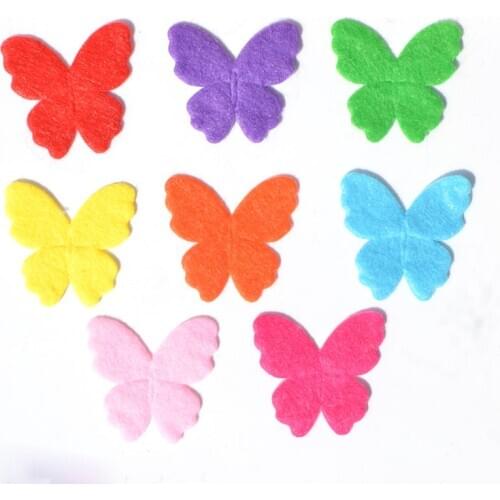 60Pcs Mixed Colors Fabric Patches Butterfly Felt Applique for Craft/Clothes DIY Scrapbooking Accessories K04