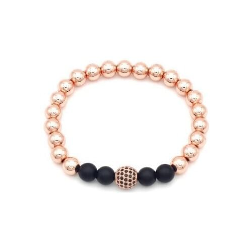 8mm gold cz zircon cubic zirconia bracelet Charm Copper Bangles Buddha Prayer Yoga elastic thread adjusted cr33