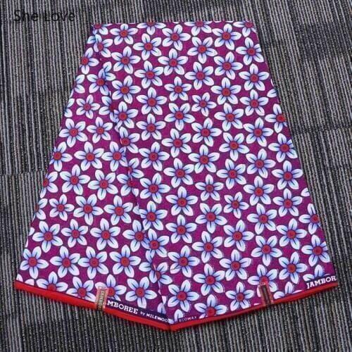 Chzimade 1Yard Ankara African 100% Polyester Wax Print Fabric Small Flower Pinted African Fabric For Women Dress Diy Making