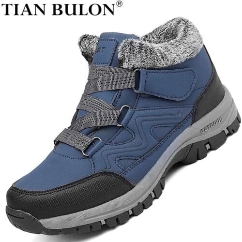 Winter Snow Boots Men Non-slip Couple Safety Shoes Waterproof Warm Plush Ankle Boots Mens Slip On Flat Casual Boots Bota Hombre