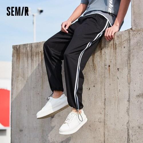 SEMIR Casual Pants Men 2021 Summer New Side Webbing Contrast Color Pants Korean Style Trendy Trousers Personality