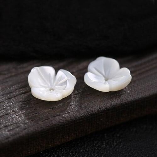 Natural Seashell 3 Petals Flower Beads Spacer 1Pc White 10*10mm Smooth Shell Beads For Necklace DIY Jewelry Making 19068