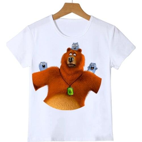 Sunlight Grizzy Bear Animal Print T Shirts Kids T-shirt for Girls Boys Girls Boys Cute Kids Clothes Funny Lemmings T Shirt Tops
