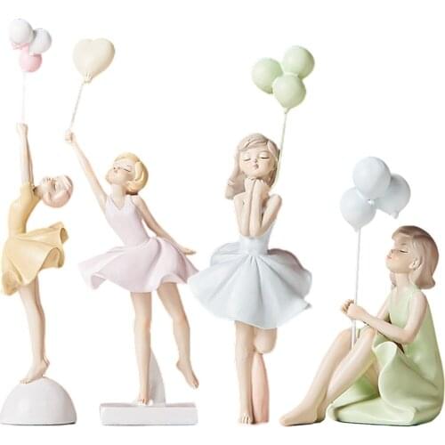 Resin Girl Figurines, Modern Girls Lady Statues Sculptures Table Ornament Home Desktop Decoration for Shelf, Wine Cabinet