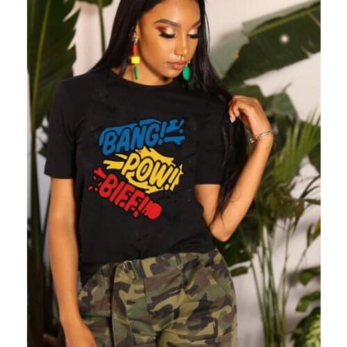 DN8257 European and American womens fashion casual letter printing top T-shirt