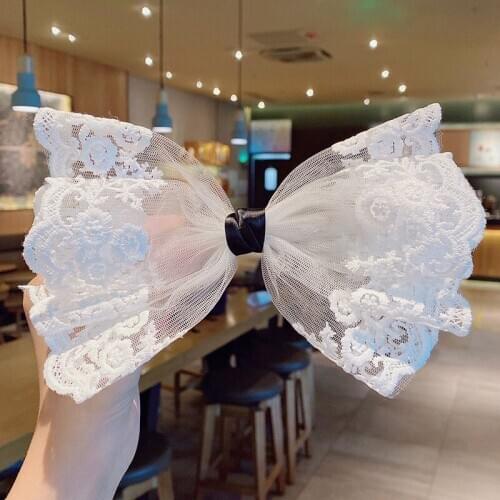 MISANANRYNE Girls Elegant Lace Chiffon Big Bow Hair Clips Headband Hair Ornament Hairpins Barrettes Fashion Hair Accessories