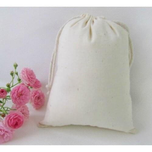 Cotton Drawstring Bag Jewelry/Package/Cosmetic/Gift/Wedding/Party/Wig/Shoe/Makeup Pouches Sachet Pocket Custom Logo Print 100PCS